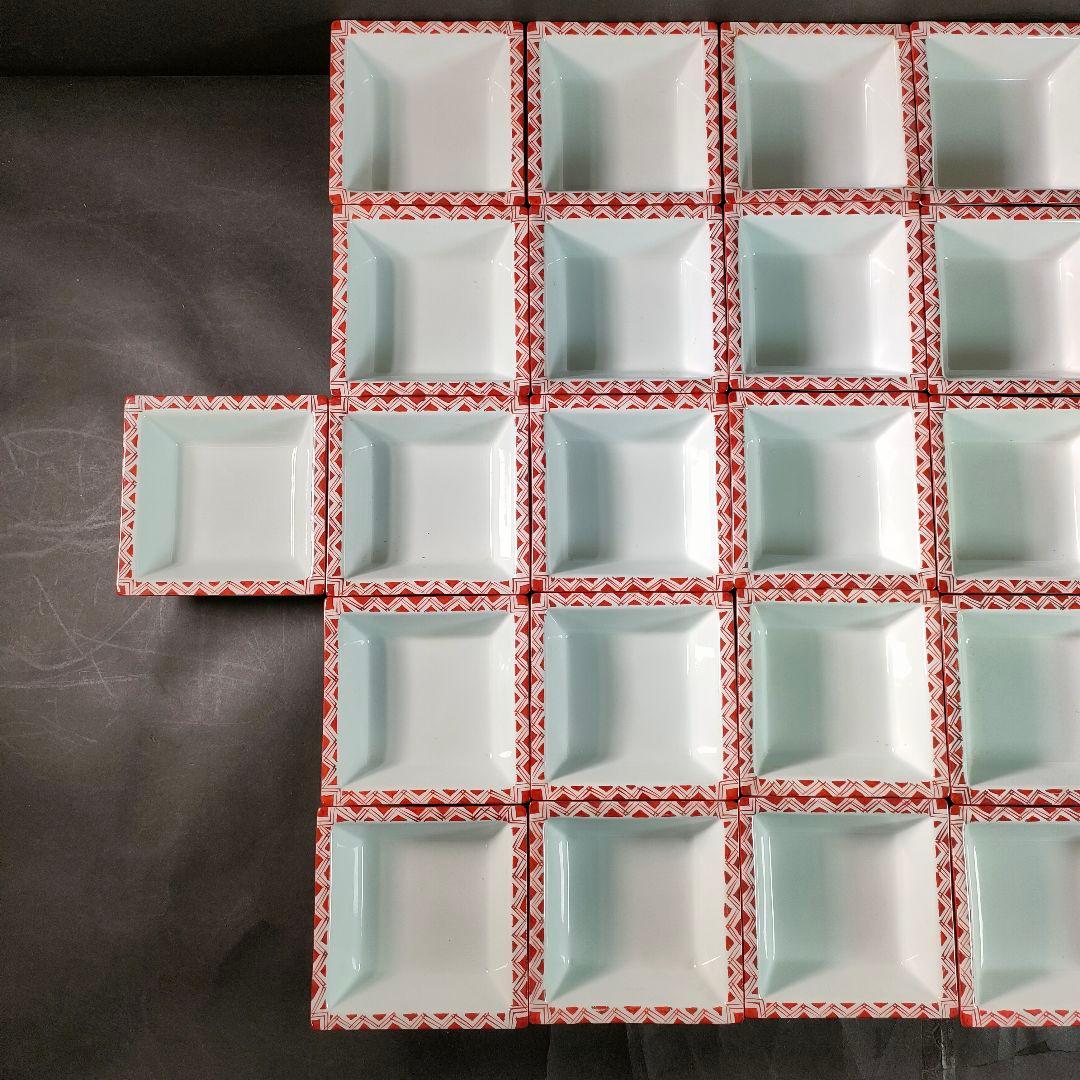 C7-6/有田焼/源右衛門/赤絵四角小皿27客/小鉢/向付/懐石料理/懐石道具