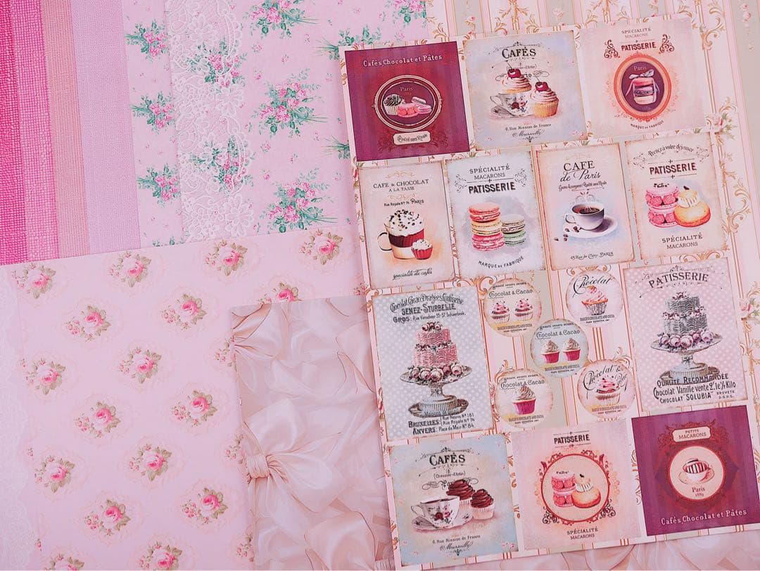 新作②♡ガトーコレクション60枚♡A4デザインペーパー&コラージュシート　お菓子