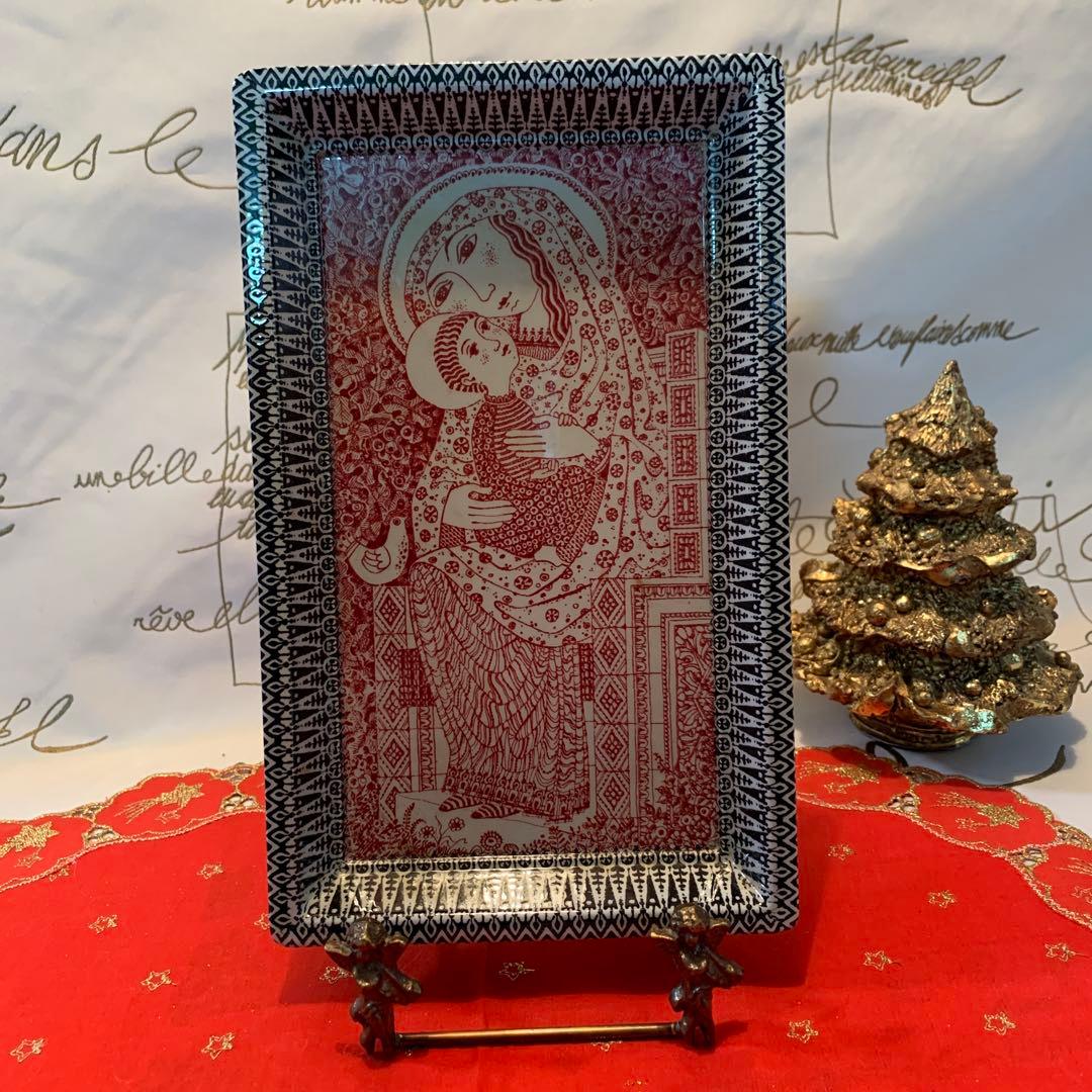 デンマーク製　激レアビンテージのニモール窯のマリア様の壁掛けプレート！綺麗です！