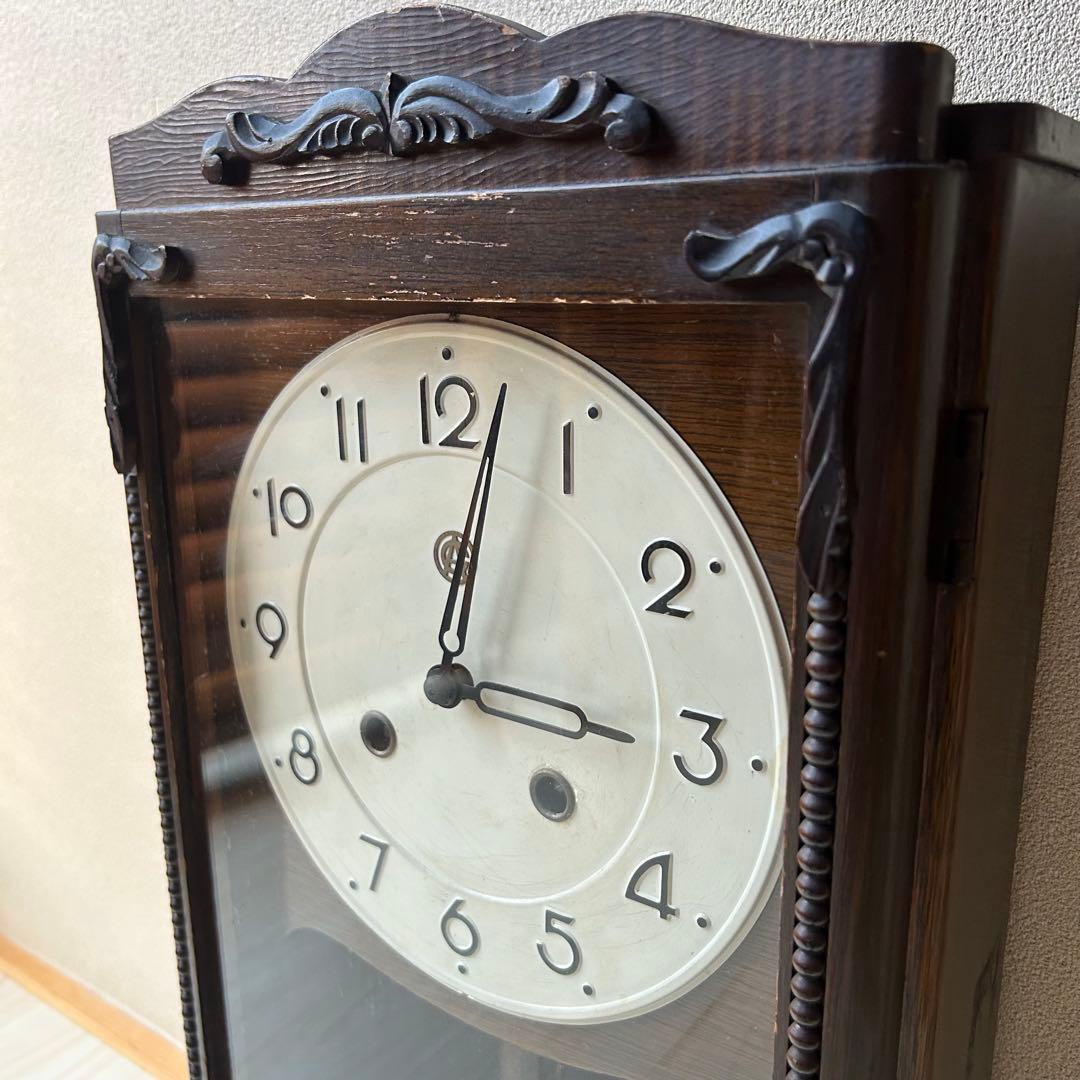 古民具　柱時計ゼンマイ式　昭和レトロ　愛知時計　稼働