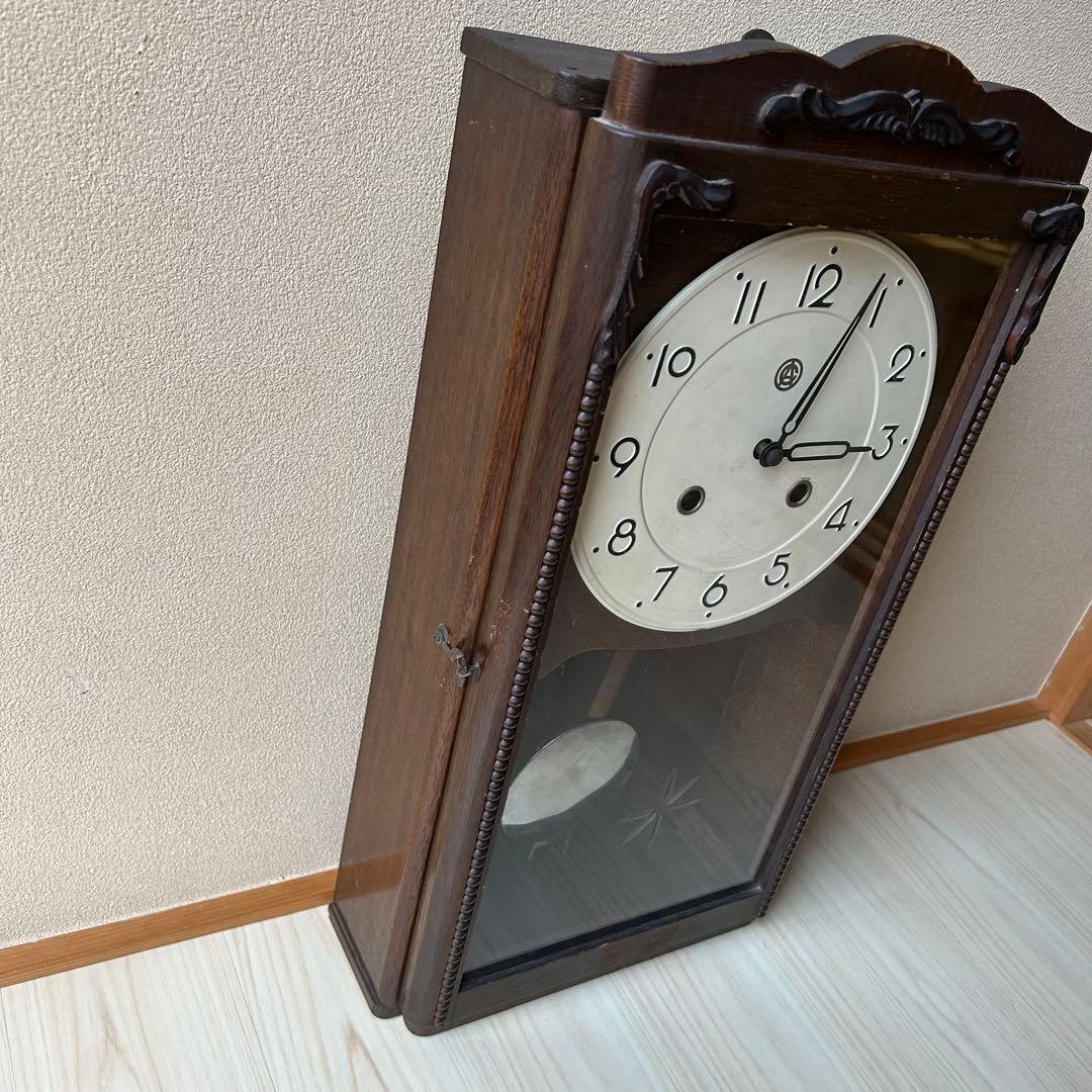 古民具　柱時計ゼンマイ式　昭和レトロ　愛知時計　稼働