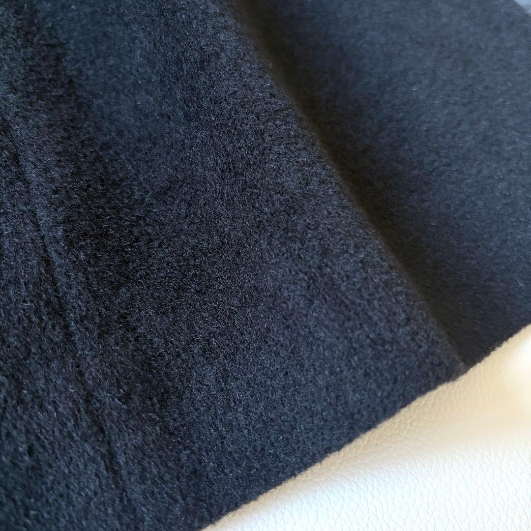 極美品✨東京ソワール 大きいサイズLL 女優襟 ロングコートアンゴラ ウール 黒