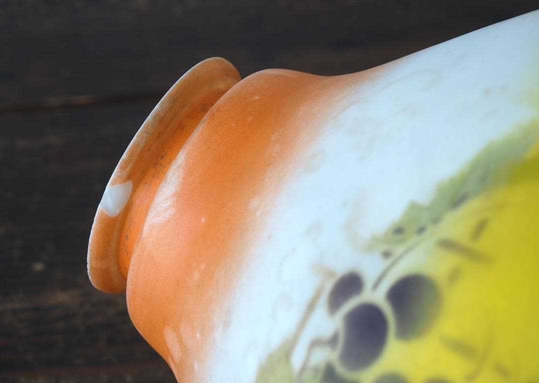 磨りガラスにブドウの模様 アール・デコ ランプシェード電笠 工藝/K399