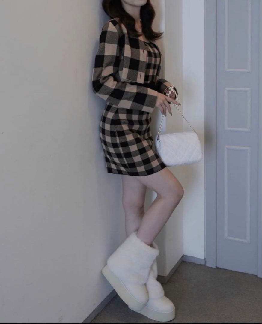 LIP SERVICE レトロチェックアンサンブルニットワンピース