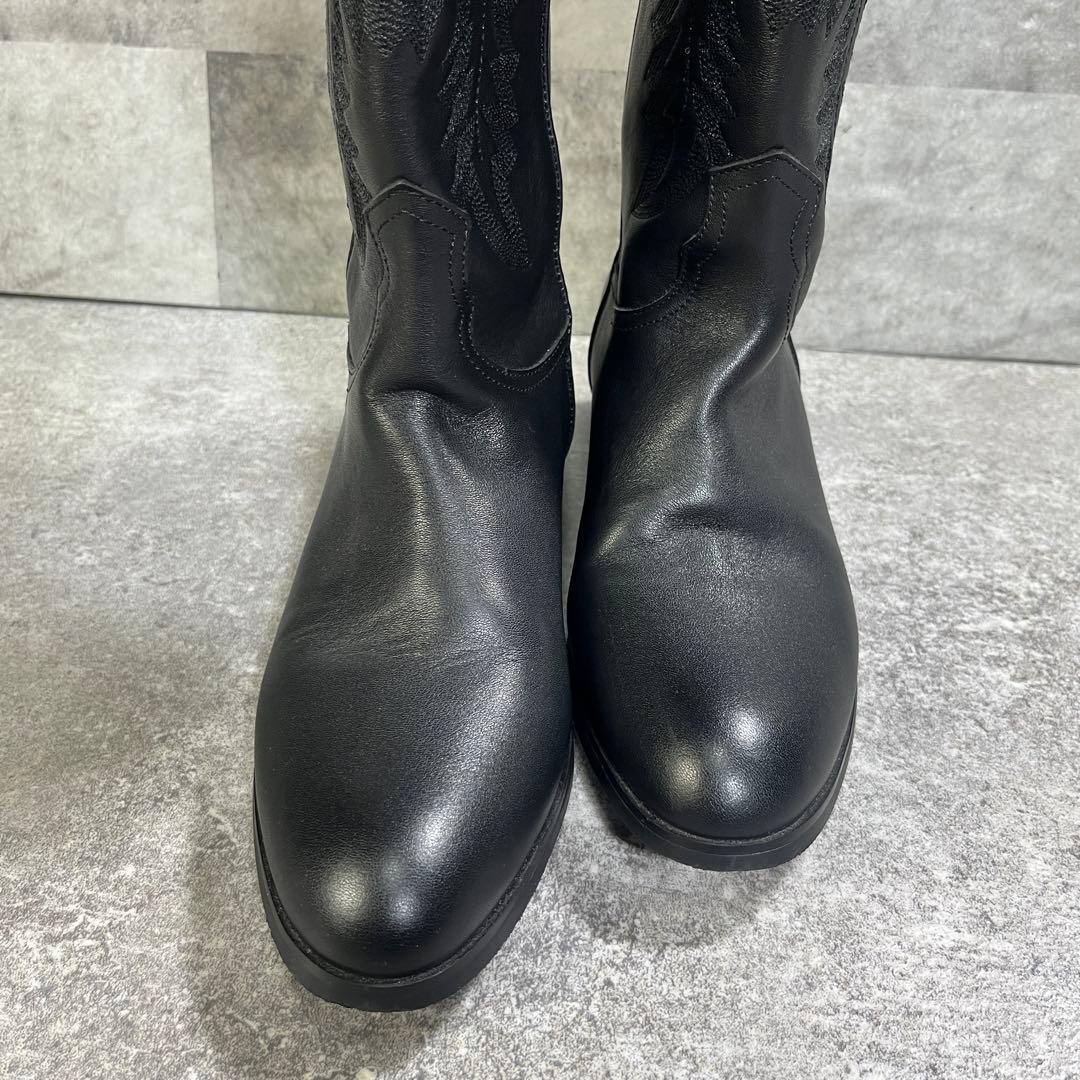 未使用品　REMME ウエスタンブーツ　38 ブラック　ペコスブーツ　24.5