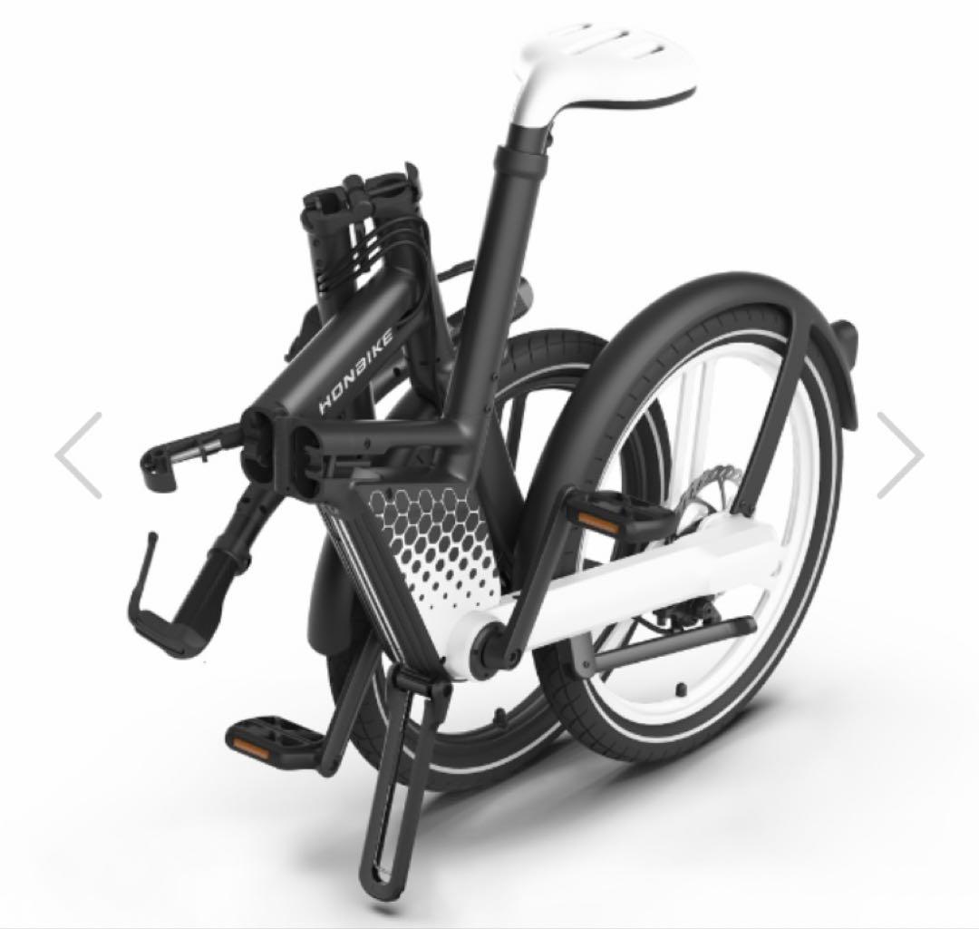 新品HONBIKE 電動アシスト自転車　黒白(カゴ、空気入れ付き)