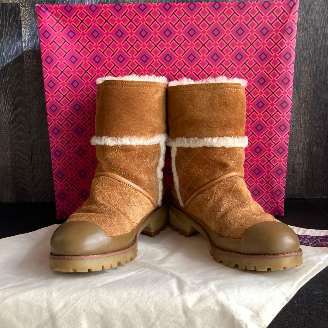 TORY BURCH 美品 ブーツ ムートン キルティング クリーニング済み