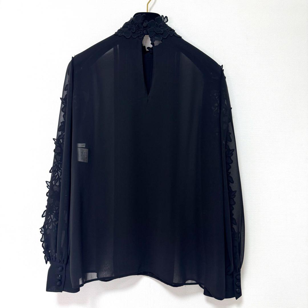 ✨定価¥31,900✨アナイ シフォンレース パフスリーブ ブラウス ブラック