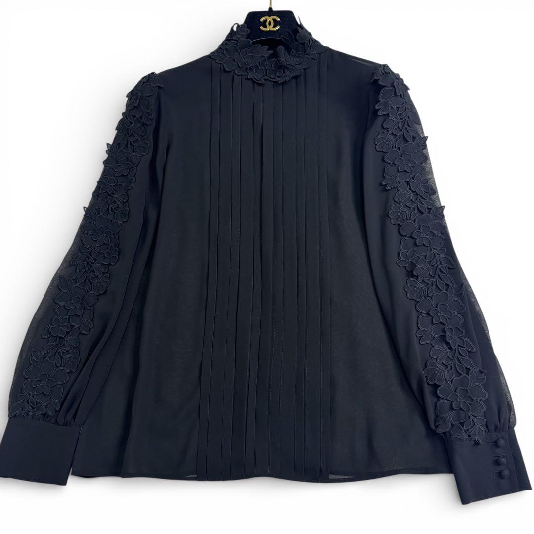 ✨定価¥31,900✨アナイ シフォンレース パフスリーブ ブラウス ブラック