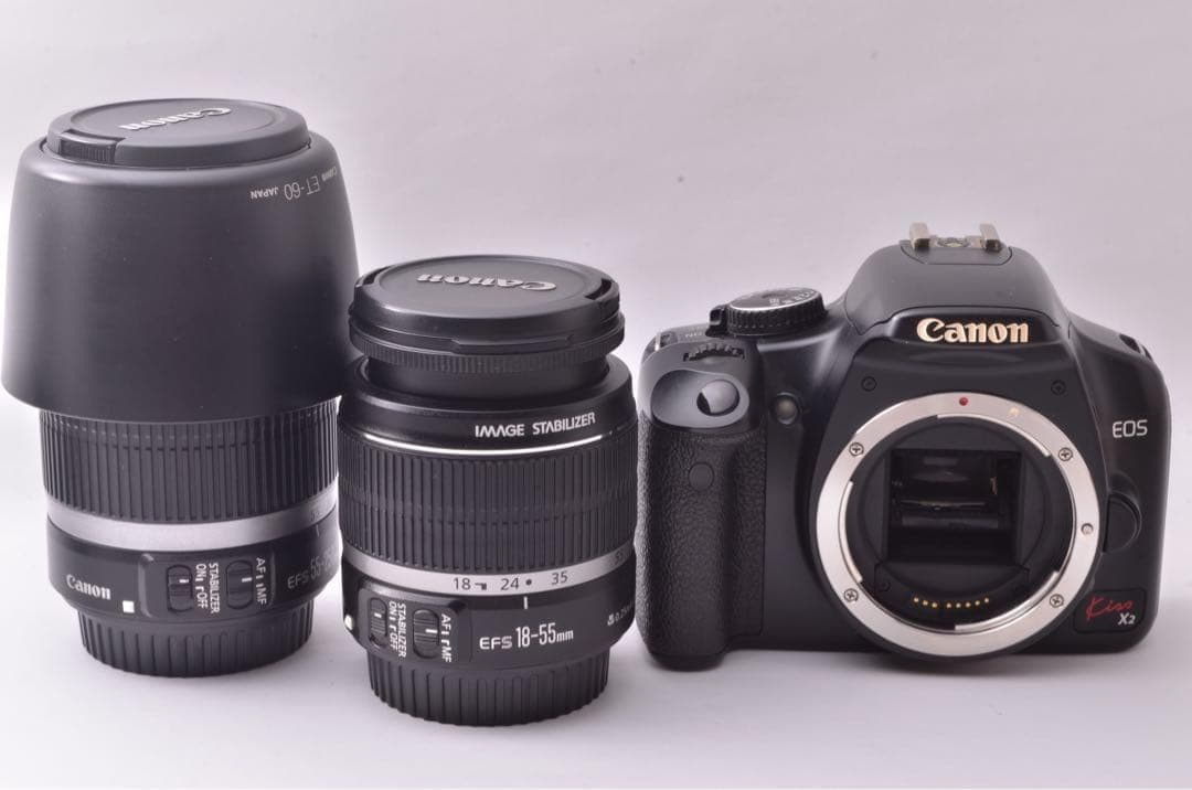 【Wレンズ付き】Canon　一眼レフカメラ　キャノン　KissX2　デジイチ