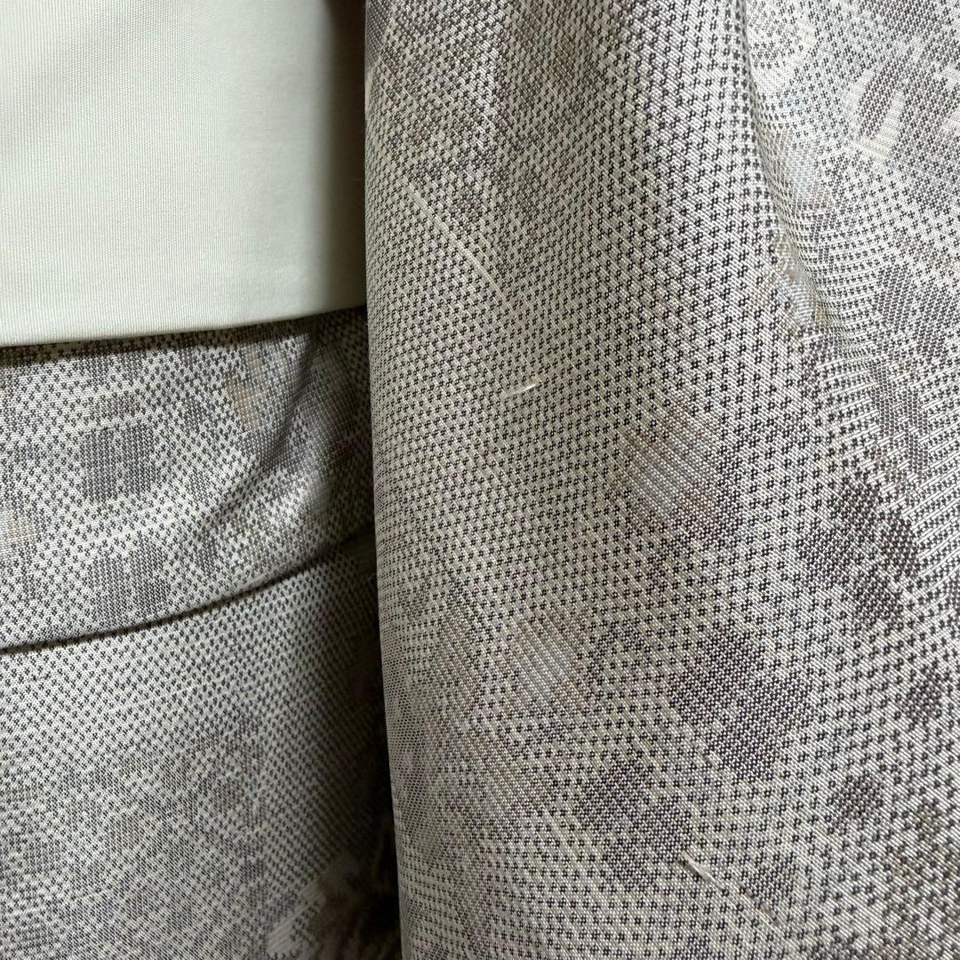 未使用近い　美品　袷　正絹　大島紬　白紬　小紋　フルセット