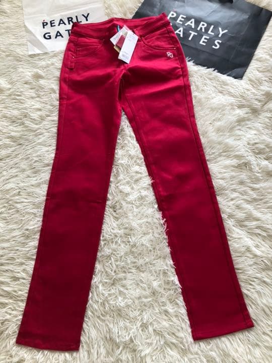 パーリーゲイツパワフルコットンストレッチロゴグラフィックレディースパンツサイズ0