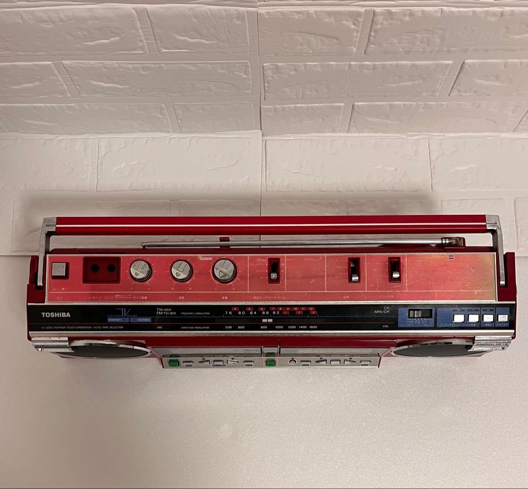 TOSHIBA 東芝　シュガーダブルラジカセ　昭和レトロ　赤 ジャンク品