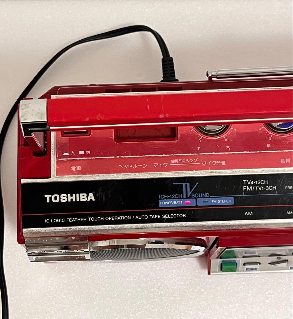 TOSHIBA 東芝　シュガーダブルラジカセ　昭和レトロ　赤 ジャンク品