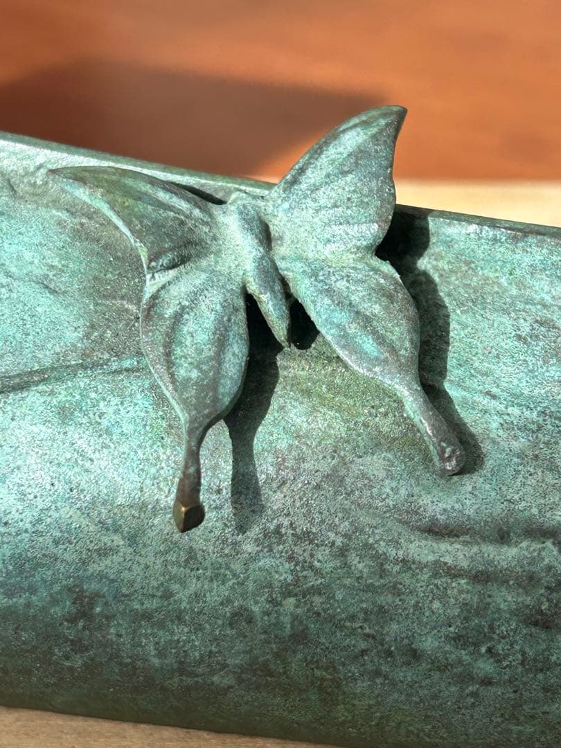 瑞峰堂　大森孝志 作　青銅 ブロンズ蝶 花瓶 花器 銅器1700g