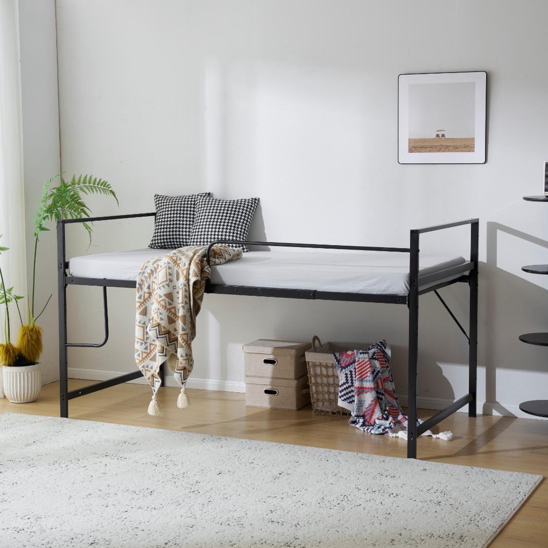 超人気！【高さ110cm】ロフトベッド パイプベッド シングル BLACK