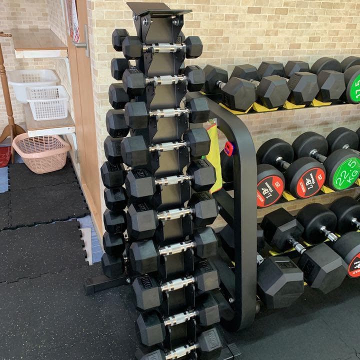 ダンベルスタンド& ヘックスラバーダンベル　1kgから10kg