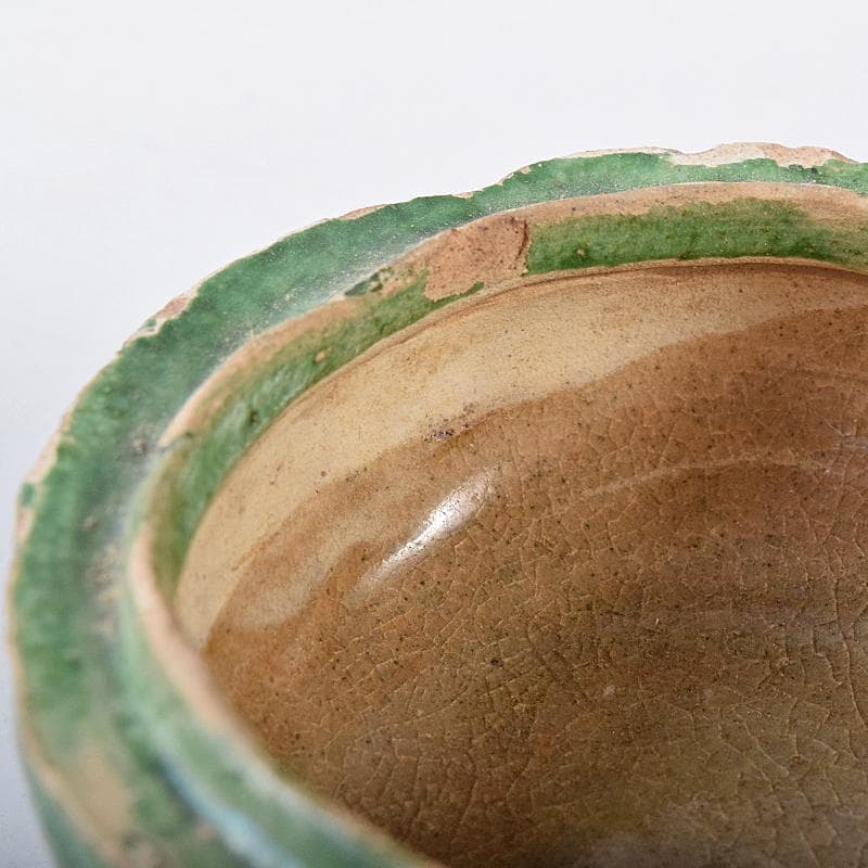 中国　漢緑釉　香合　時代箱付　C　R7980