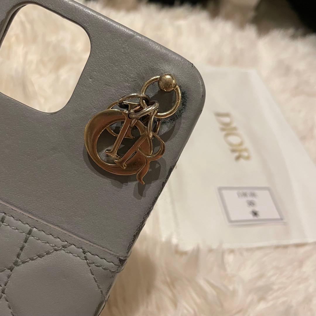Christian Dior iPhone12 proケース ラムスキン グレー