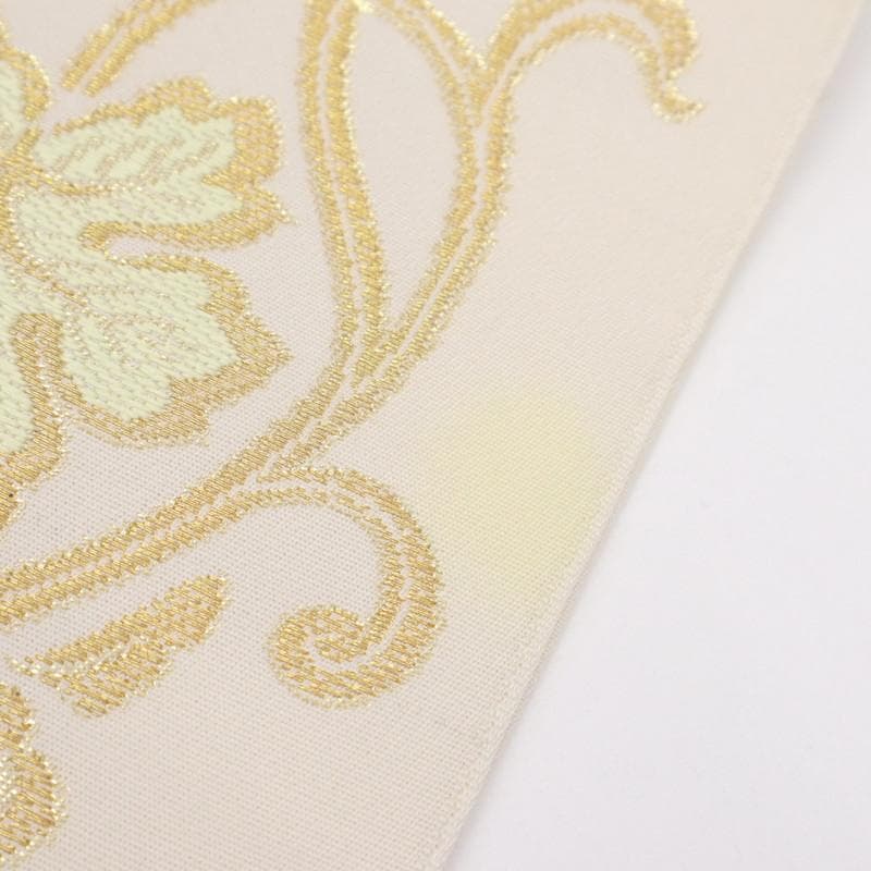 《特選豪華◆本袋帯■煌びやか葡萄唐草◆六通柄■アイボリー◆正絹着物◆FY3-4》