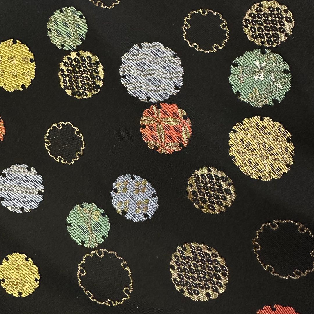 新品 正絹 九寸帯 名古屋帯 西陣 新装大橋 黒地 雪輪 未仕立て品 2717