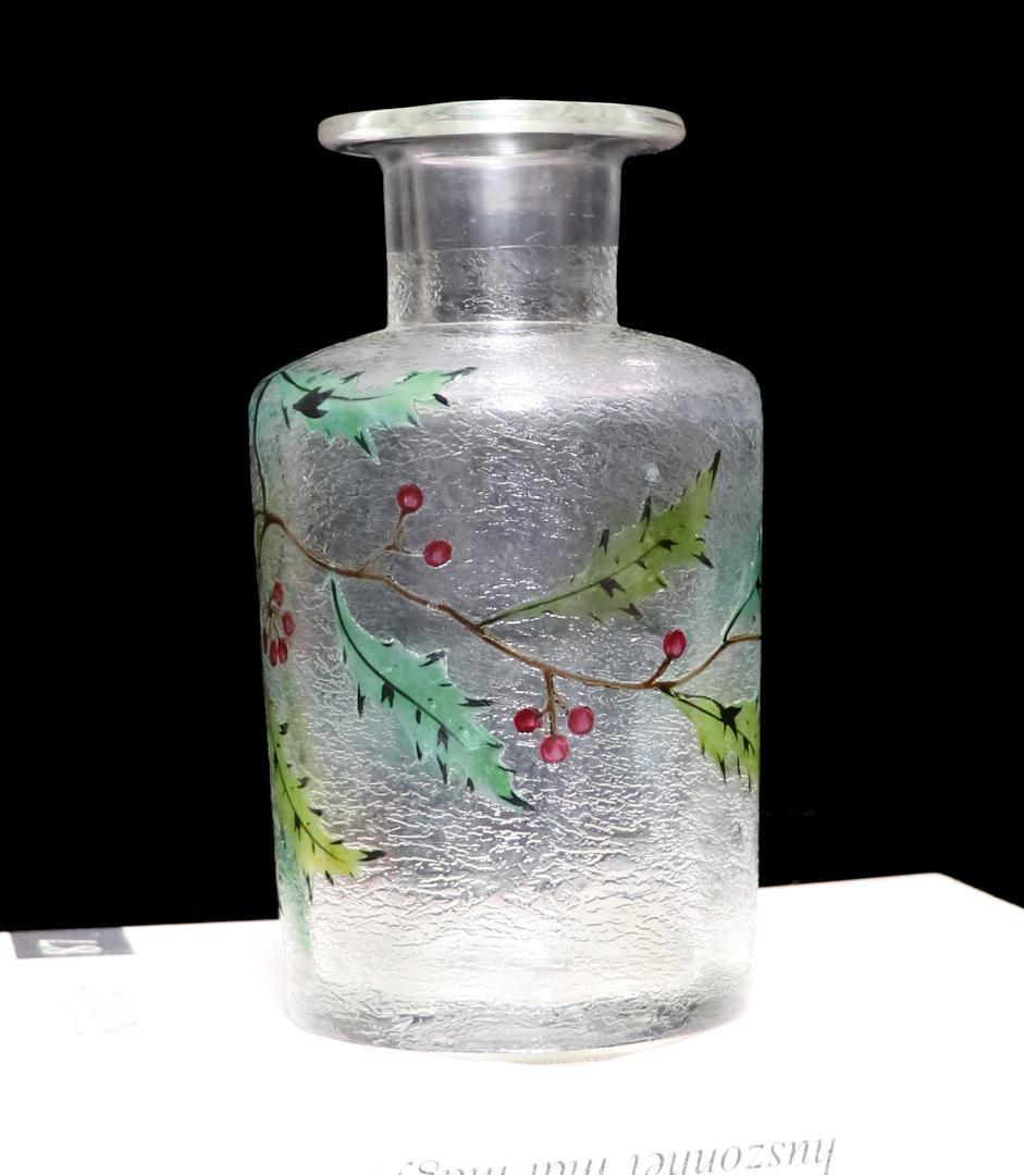 オールド・バカラ 美術館級 多色エナメル×アシッドエッチング ボトル13.1cm