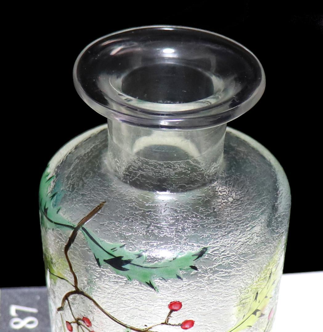 オールド・バカラ 美術館級 多色エナメル×アシッドエッチング ボトル13.1cm