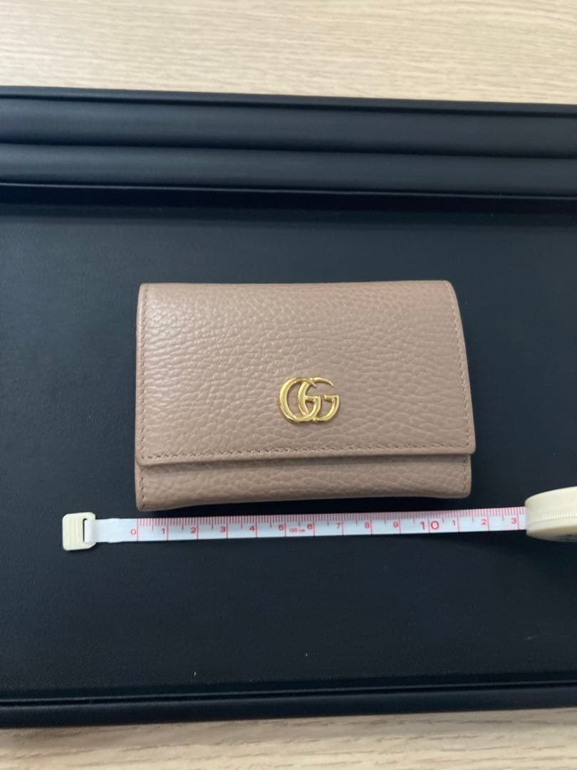 GUCCI GGロゴ マーモント レザー 名刺入れ/カードケース ベージュ◇