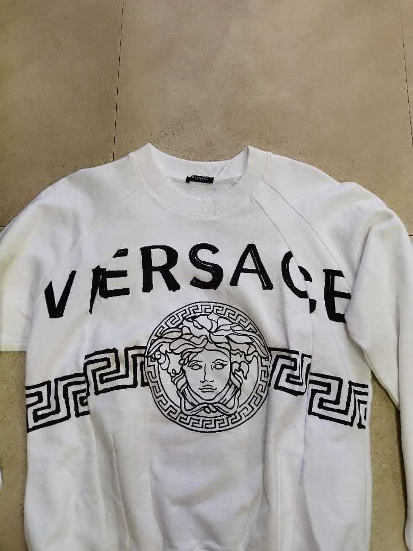 VERSACE ロゴトレーナー ホワイト 変色あり