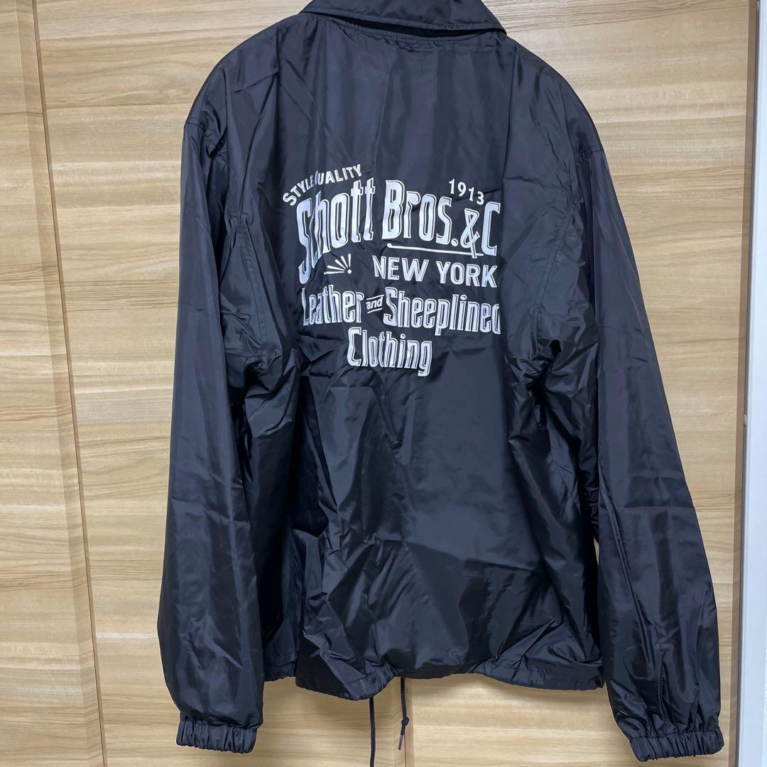 【試着のみ】Schott ブラックナイロンコーチジャケット