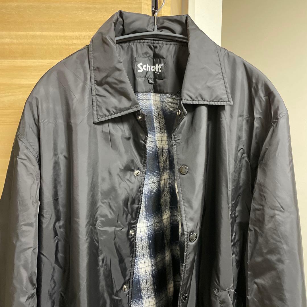 【試着のみ】Schott ブラックナイロンコーチジャケット