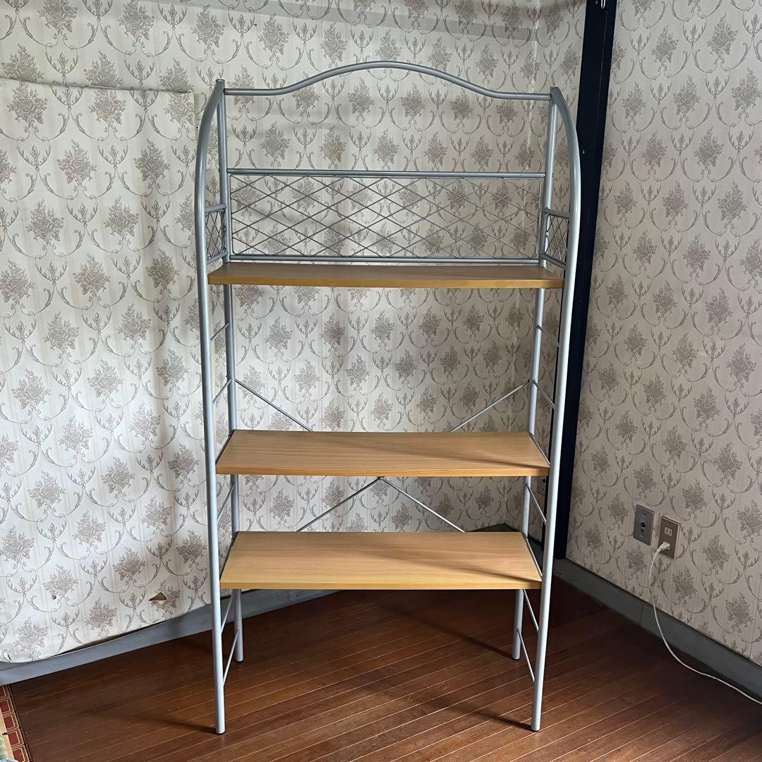 【中古品】アイアンフレーム ユニットシェルフ オープンラック 飾り棚 木天板