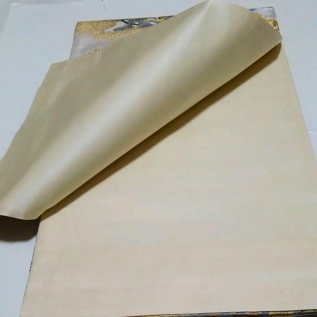 No.424　袋帯　全通　本金箔　刺繍　至宝綴織　仕立済　正絹　着物　新品未使用