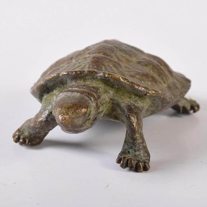 金工名品　古銅宣徳銅　亀　置物　盆景　N　8600E