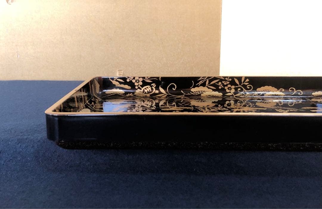 《R》松竹梅鶴亀蒔絵 廣盆 広盆 木製漆器 木箱 260209け1