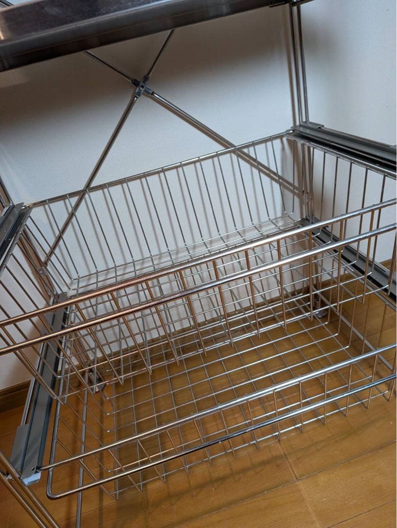 ■送料込■無印 ステンレスユニットシェルフ ステンレス棚 ワイヤーバスケット収納