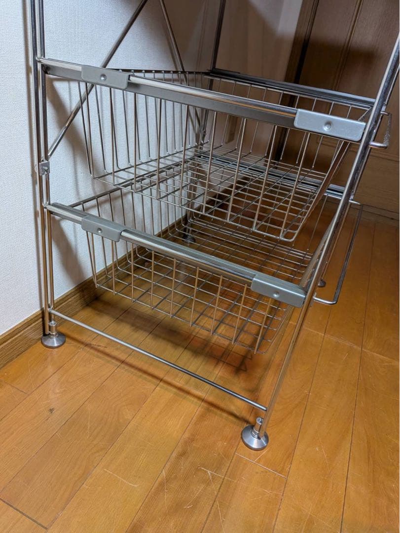 ■送料込■無印 ステンレスユニットシェルフ ステンレス棚 ワイヤーバスケット収納