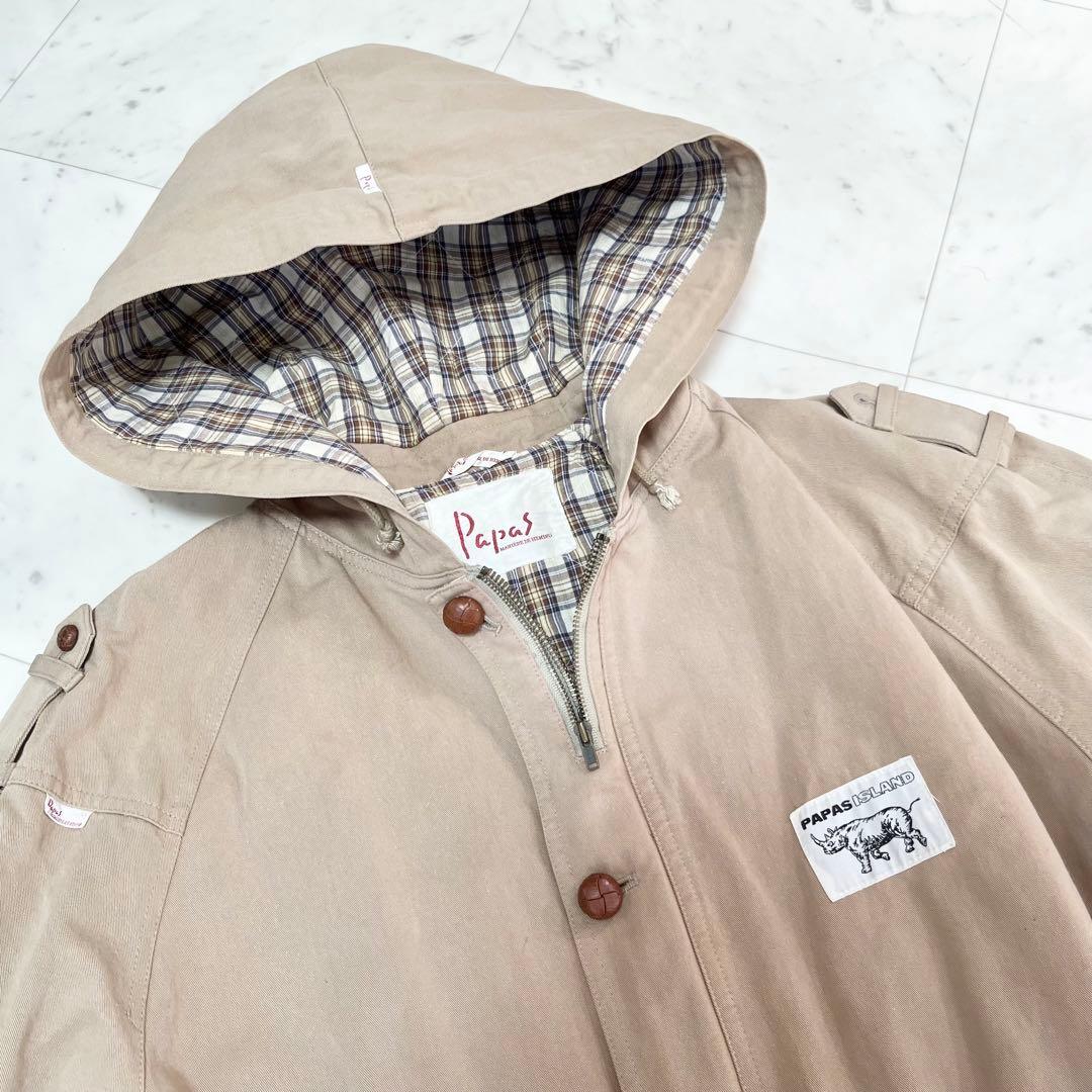 papas パパス モッズコート ミリタリージャケット ベージュブラウン M