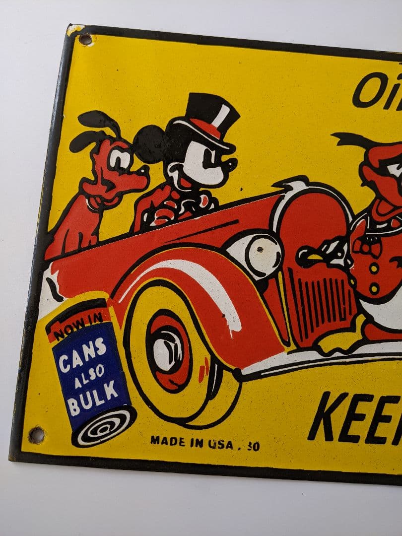 Sunoco ビンテージ サイン ミッキーマウス横61㎝ 縦30.5㎝ 看板