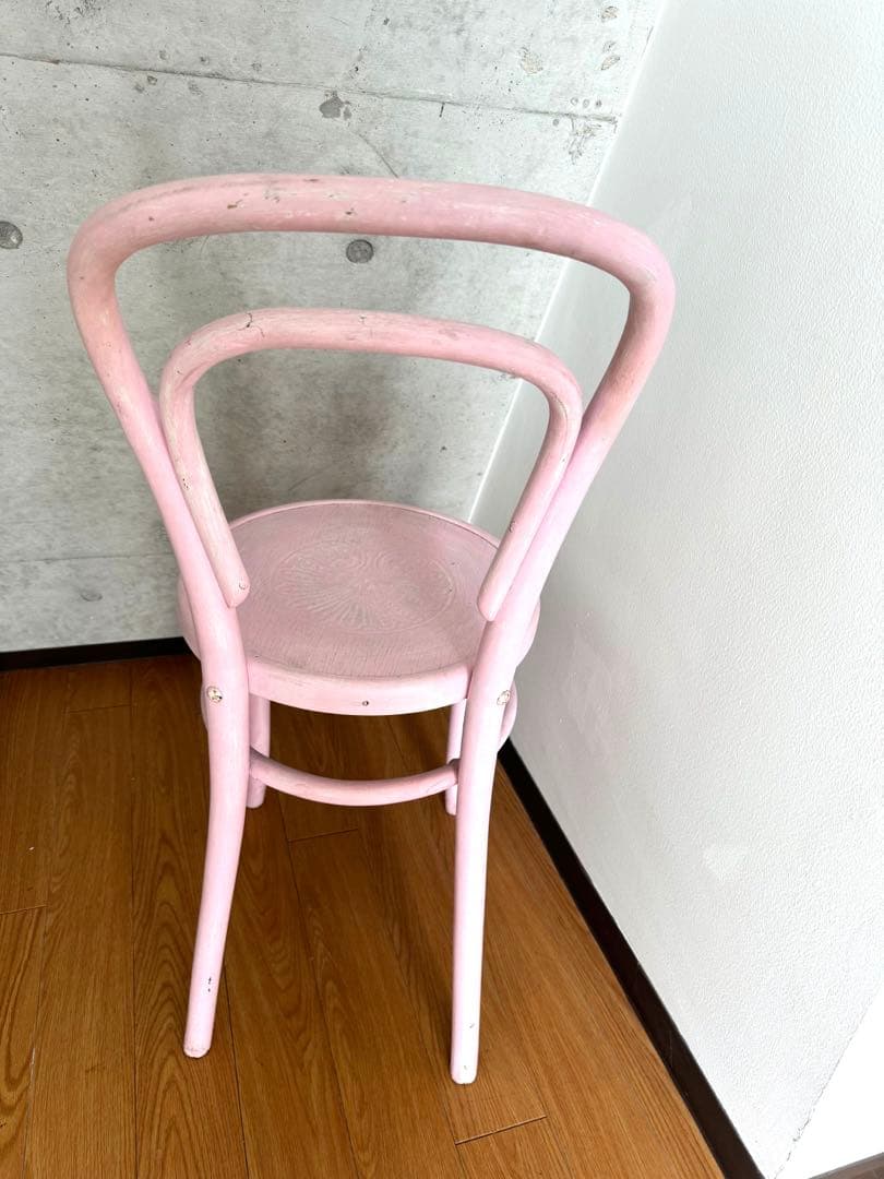 アンティークチェア　丸椅子　ピンク　ペイント家具　フランス