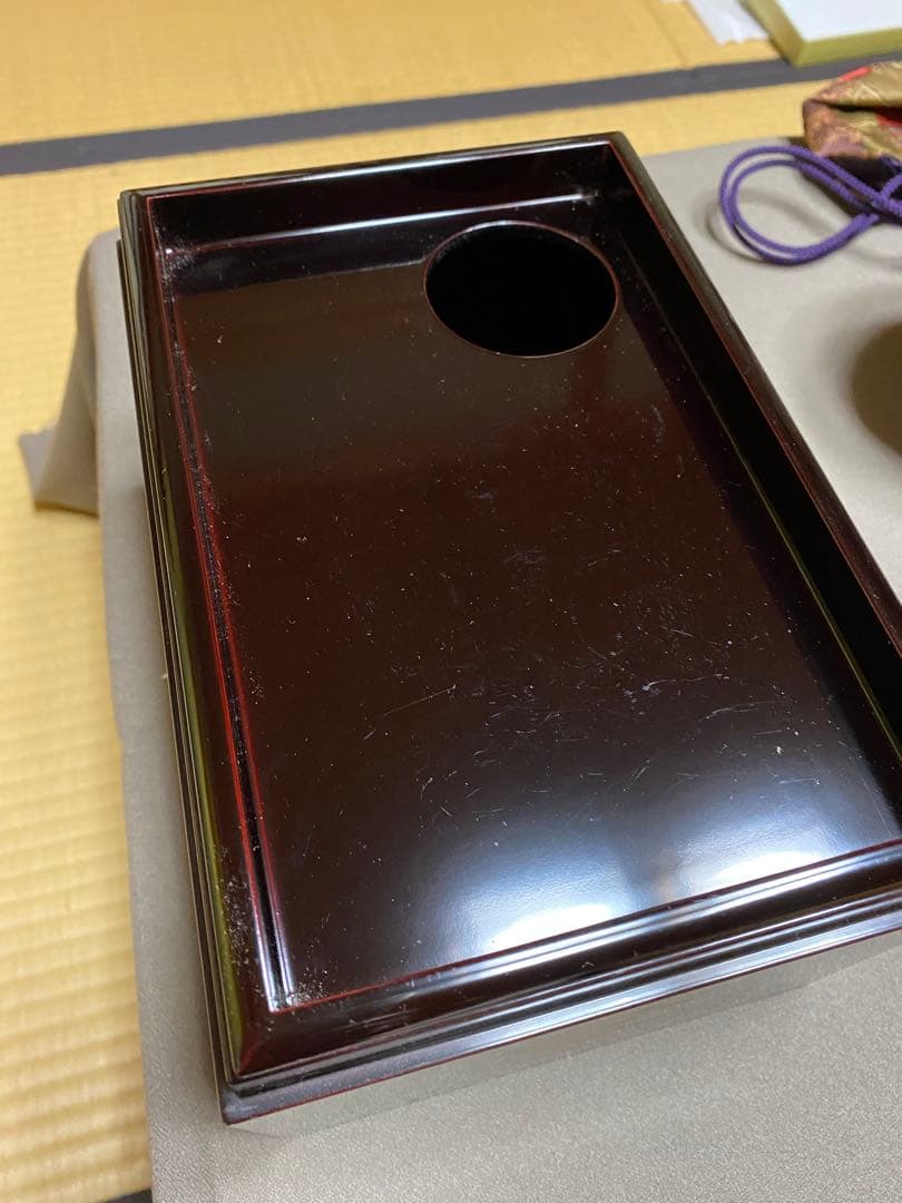 茶道具/茶箱 漆塗り 利休茶箱 工芸品 紙箱