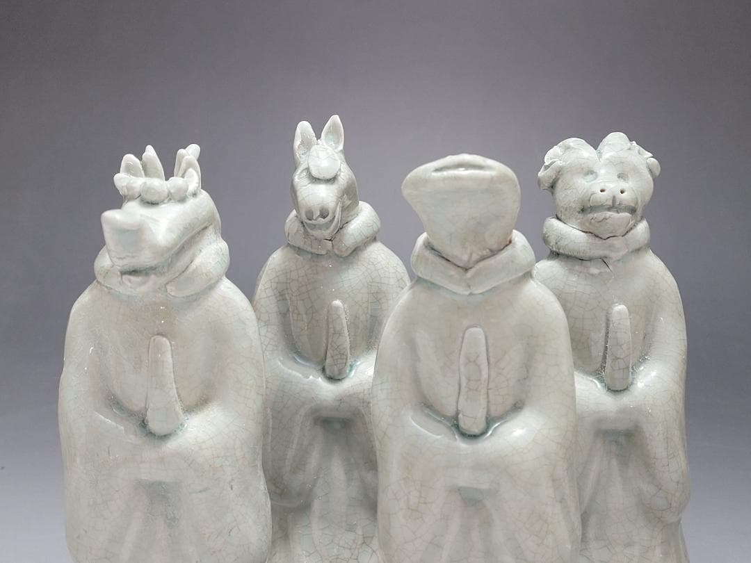 白磁 十二支 干支 動物像 12匹 揃い 宋元時代 高さ約14~16.9cm