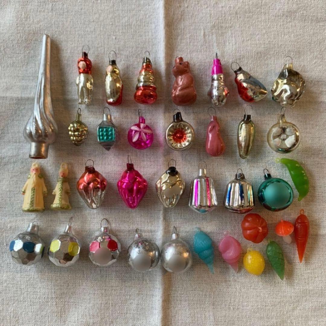 ✿ ヤー子 ✿ ヴィンテージクリスマスツリー&ミニガラスオーナメントset