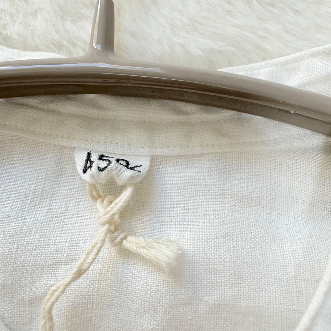 未使用タグ＊45R　スタンドカラー　ブラウス　ホワイト　リネン100%