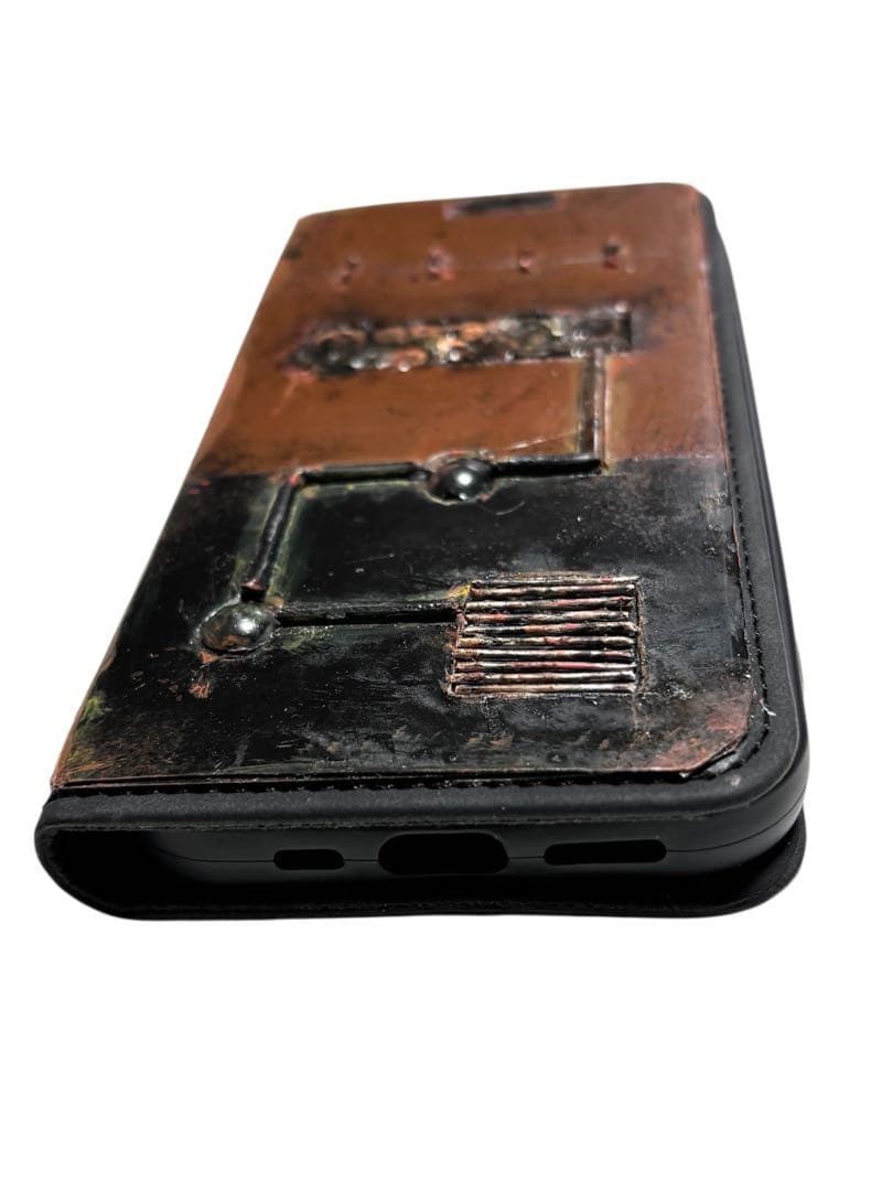 スチームパンクスペースギアBBさび塗装強化プレート手帳型ハンドメイドスマホケース