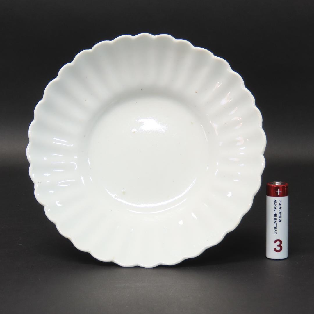 ⭕413 白磁 古伊万里 輪花形 中皿5客 無傷 直径15.5cm 江戸時代後期