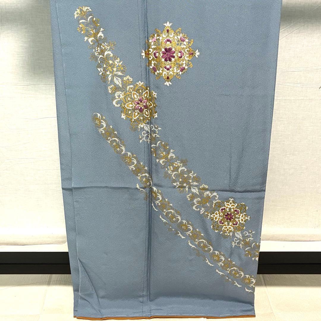 D80訪問着 丹下雄介 一つ紋 刺繍 正絹着物 袷 しつけ糸付き未使用極美品