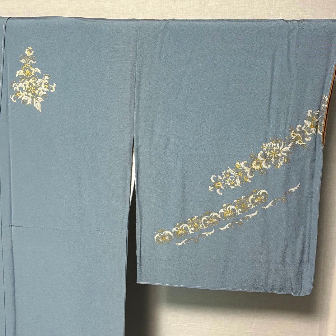 D80訪問着 丹下雄介 一つ紋 刺繍 正絹着物 袷 しつけ糸付き未使用極美品