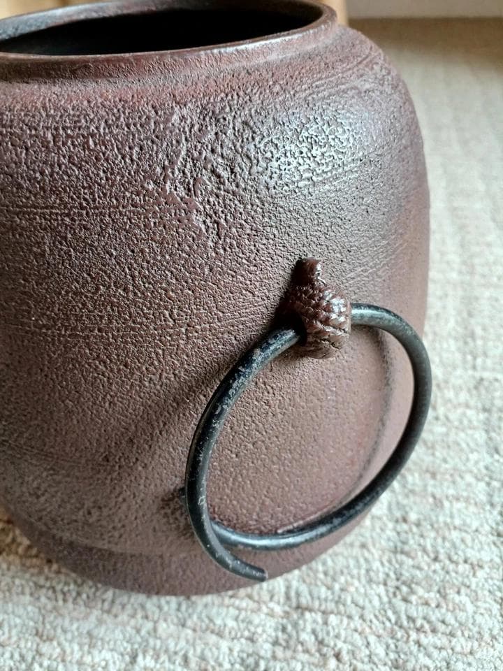 アンティーク　茶釜　鋳鉄釜　佐藤淨清 作　工芸品