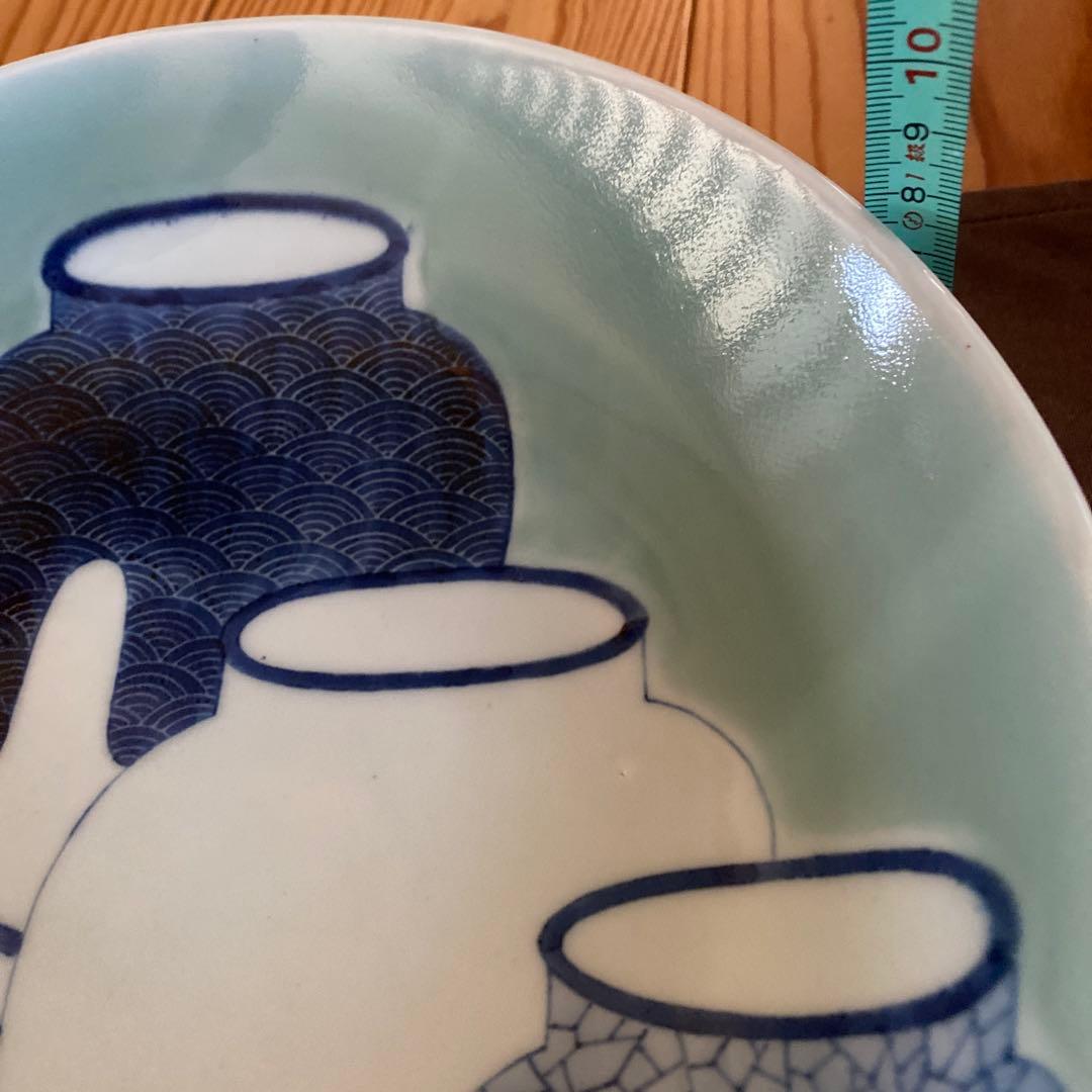 骨董 色鍋島 壺模様 大皿 約28cm